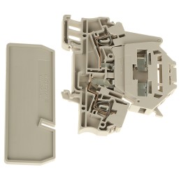 5 pcs - Weidmuller ZSI Series Beige Fused DIN Rail Terminal, Single-Level, Clamp Termination, Fused