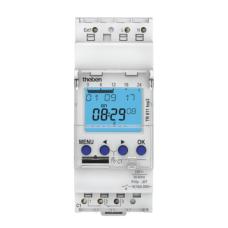 1 pcs - Theben Digital DIN Rail Time Switch 230 V ac, 1-Channel