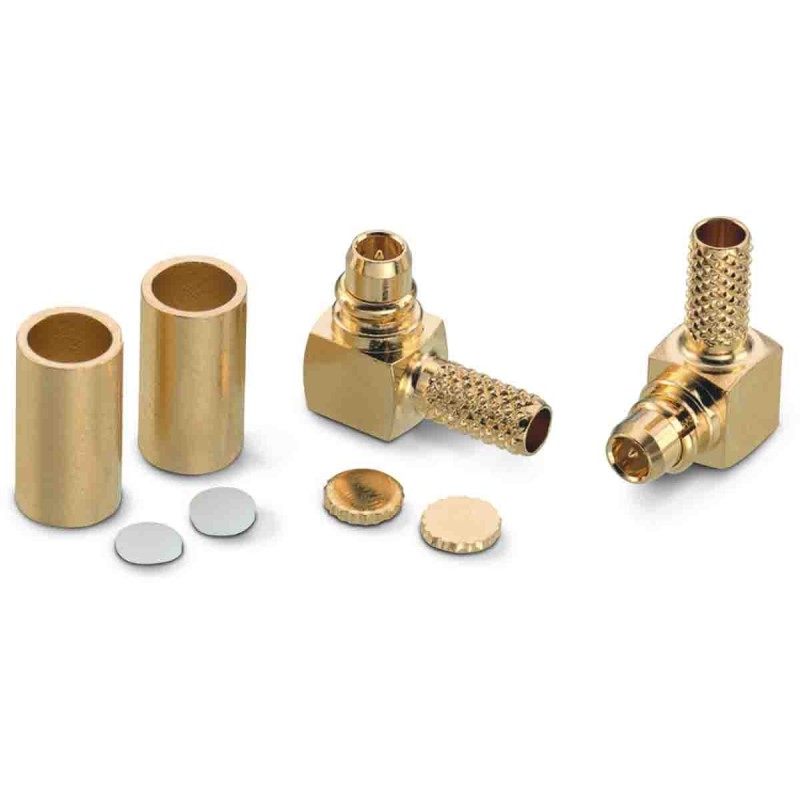 2 pcs - Wurth Elektronik WR-MMCX Series, Plug Cable Mount MMCX Connector, 50Ω, Crimp Termination, Right Angle Body