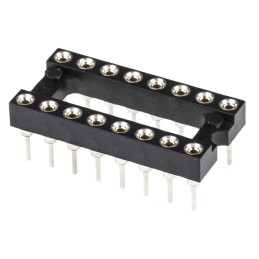 5 pcs - Preci-Dip 2.54mm Pitch Vertical 16 Way, Through Hole Turned Pin Open Frame IC Dip Socket, 1A