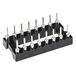 5 pcs - Preci-Dip 2.54mm Pitch Vertical 16 Way, Through Hole Turned Pin Open Frame IC Dip Socket, 1A