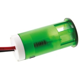 1 pcs - APEM Green Panel Mount Indicator, 24V dc, 12mm Mounting Hole Size, Lead Wires Termination