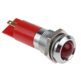 1 pcs - RS PRO Red Panel Mount Indicator, 24V dc, 14mm Mounting Hole Size, Solder Tab Termination
