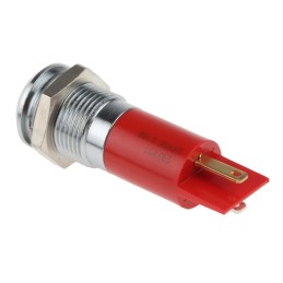 1 pcs - RS PRO Red Panel Mount Indicator, 24V dc, 14mm Mounting Hole Size, Solder Tab Termination