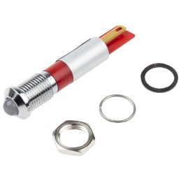 1 pcs - RS PRO Red Panel Mount Indicator, 8mm Mounting Hole Size, Solder Tab Termination, IP67