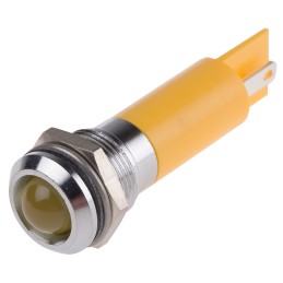 1 pcs - RS PRO Yellow Panel Mount Indicator, 230V ac, 12mm Mounting Hole Size, IP67