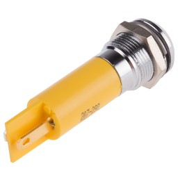 1 pcs - RS PRO Yellow Panel Mount Indicator, 230V ac, 12mm Mounting Hole Size, IP67