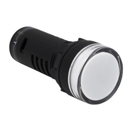 1 pcs - RS PRO, Panel Mount White LED Pilot Light, 22mm Cutout, IP65, Round, 24V ac/dc