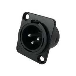 1 pcs : IO-XLR3-M-BK-JL - XLR Connectors 3-Pin XLR, Male, Plug, Black Metal Housing, Solder Cups, Silver Contacts