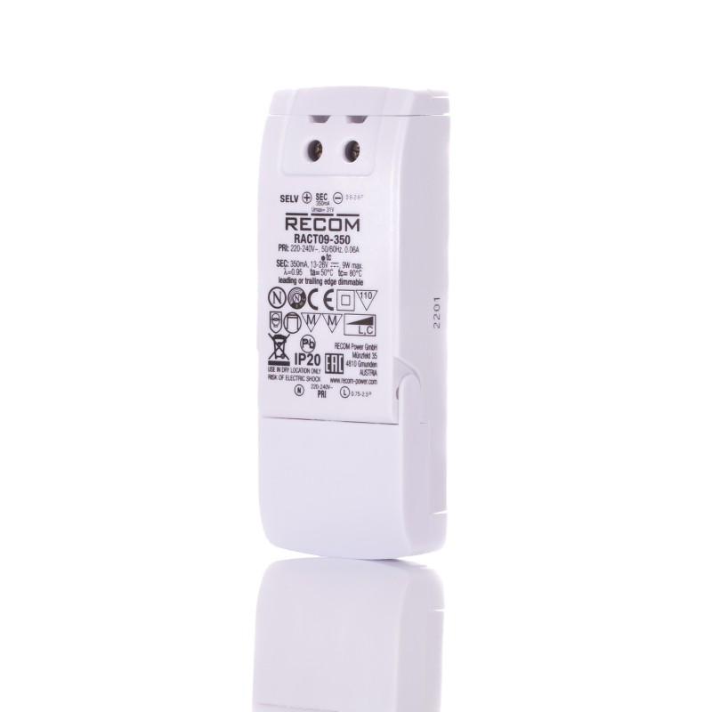 1 pcs - Recom LED Driver, 13 - 26V dc Output, 9W Output, 350mA Output, Constant Current Dimmable
