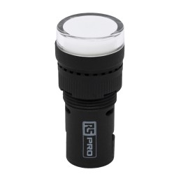 1 pcs - RS PRO, Panel Mount White LED Pilot Light, 16mm Cutout, IP40, Round, 120V ac/dc