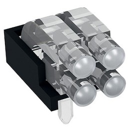 100 pcs - 1296.2022 MENTOR, PCB Mounted 4-Way Right Angle LED Light Pipe, Bi-Level-Row Clear Dome Lens