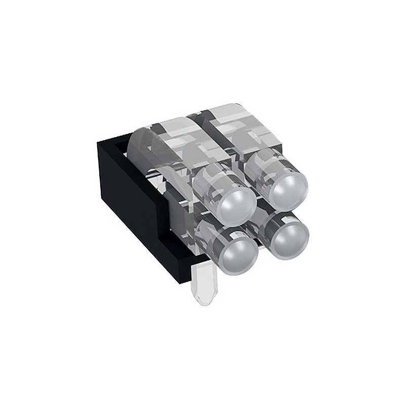 100 pcs - 1296.2022 MENTOR, PCB Mounted 4-Way Right Angle LED Light Pipe, Bi-Level-Row Clear Dome Lens