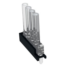 100 pcs - 1296.7014 MENTOR, PCB Mounted 4-Way LED Light Pipe, Quad-Level-Row Clear Dome Lens