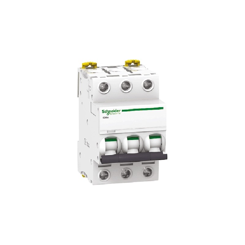 1 pcs - Schneider Electric Acti 9 iC60N MCB, 3P, 1A Curve C, 440V AC, 180V DC, 6 kA Breaking Capacity