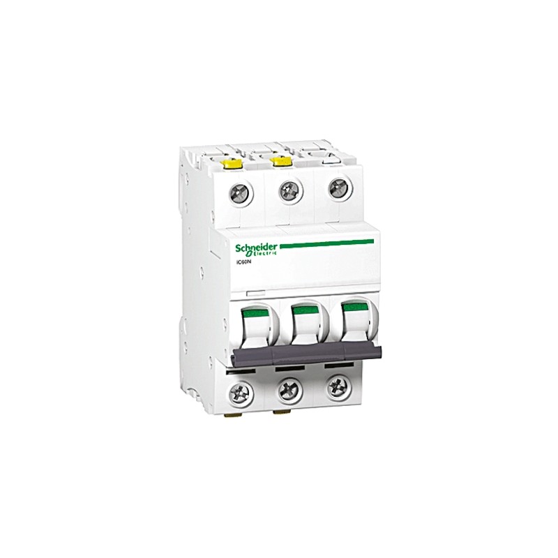 1 pcs - Schneider Electric Acti 9 iC60H MCB, 3P, 1A Curve C, 440V AC, 100 - 133V DC, 10 kA Breaking Capacity