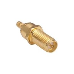 1 pcs : CONREVSMA005-G - RF Connectors / Coaxial Connectors RPSMA Fml Blkhd Rear Mnt Crimp, RG-174