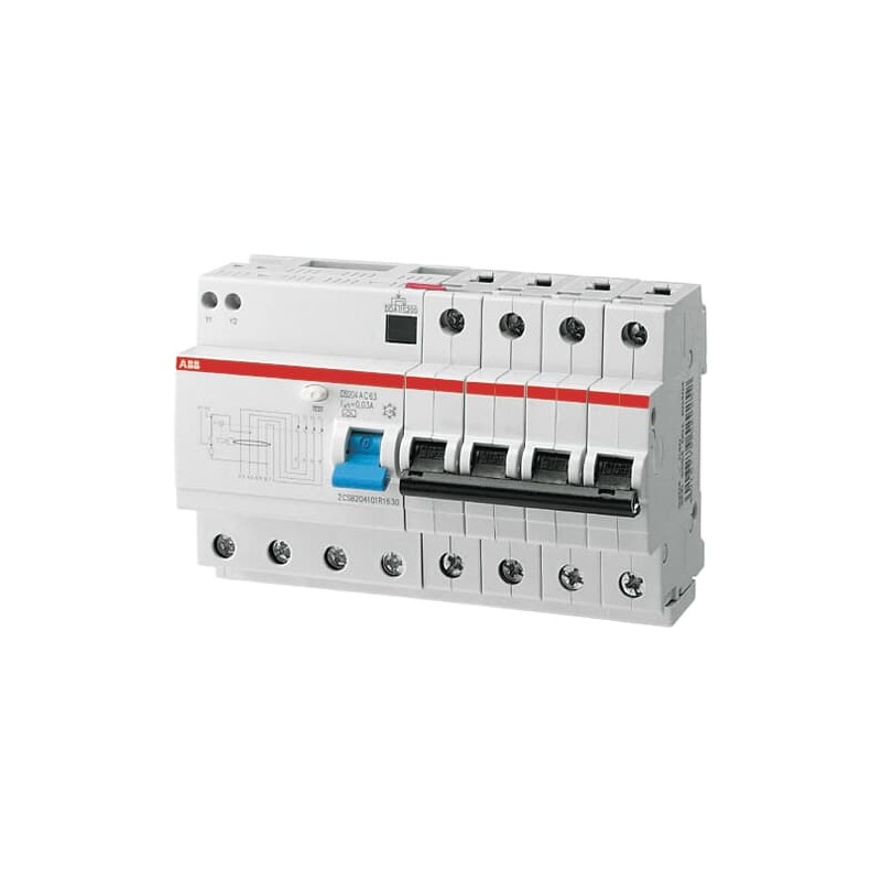 1 pcs - ABB RCBO, 63A Current Rating, 4P Poles, Type B