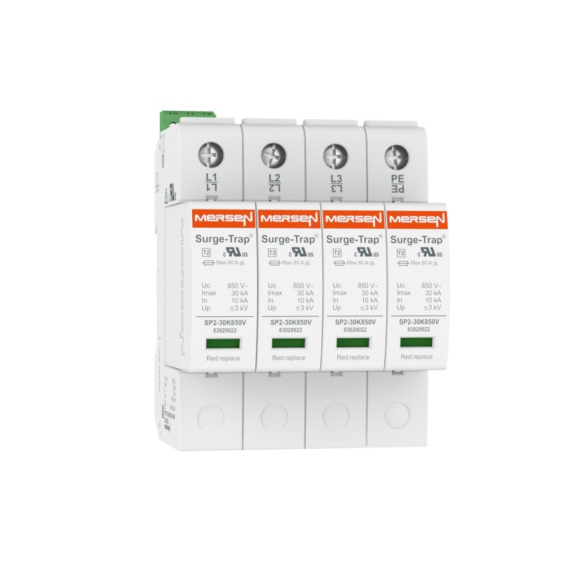 1 pcs - Mersen, STPT2 Surge Protection Device 850 V ac Maximum Voltage Rating 30kA Maximum Surge Current Surge Protection Device