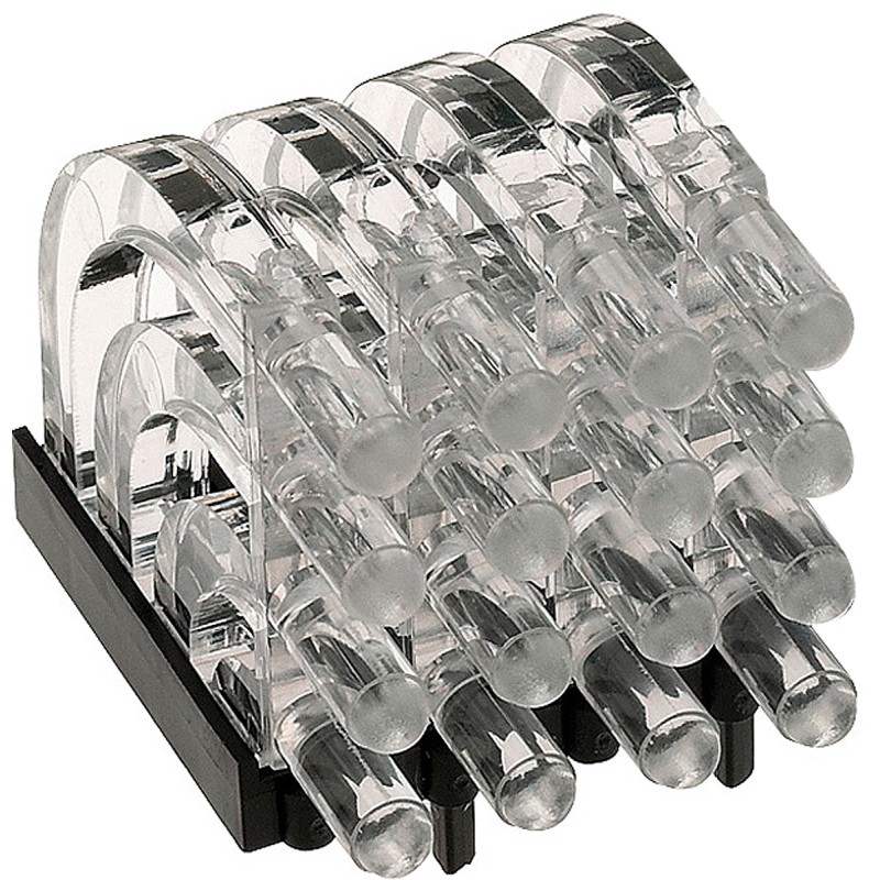 50 pcs - 1279.1004 MENTOR, PCB Mounted 16-Way Right Angle LED Light Pipe, Quad-Level-Row Clear Dome Lens