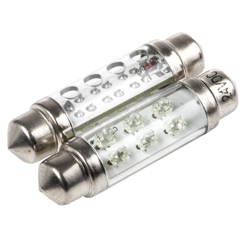 100 pcs - JKL Components LED Car Bulb, Green, Festoon shape