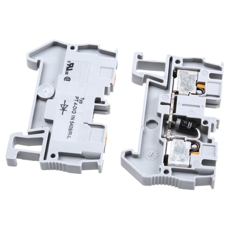 5 pcs - Phoenix Contact PT 4-DIO 1N 5408/R-L Series Grey Component Terminal Block, 0.2 - 6mm², Single-Level, Push In