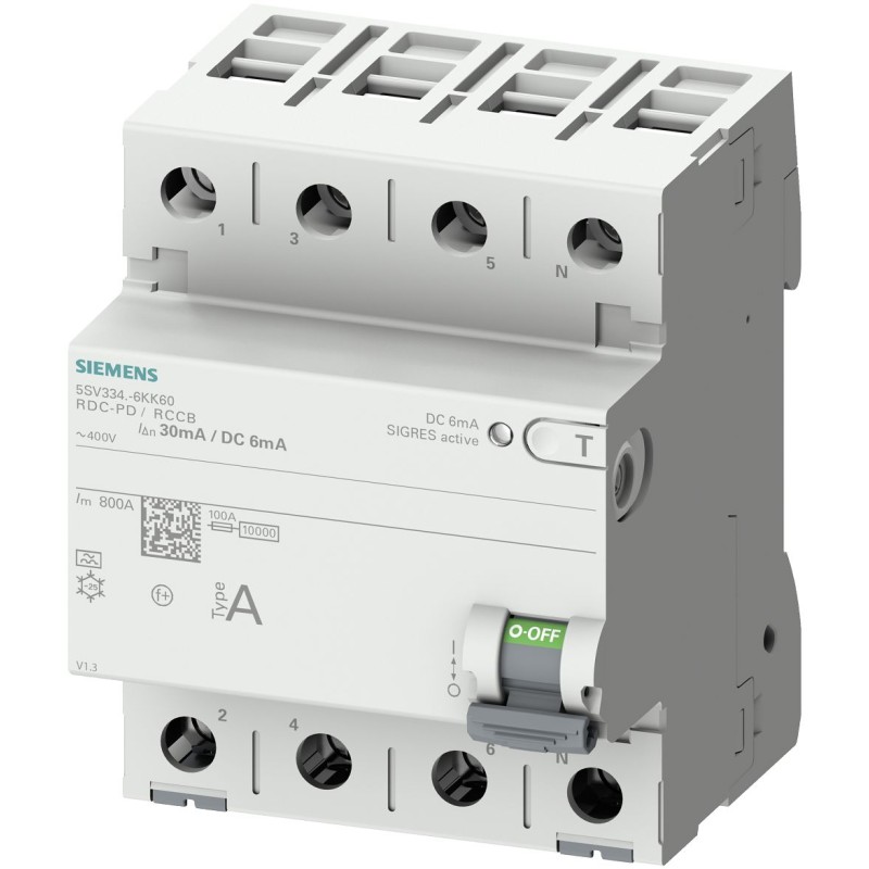 1 pcs - Siemens RCCB, 25A, 4 Pole, 30mA, Type A, 400V