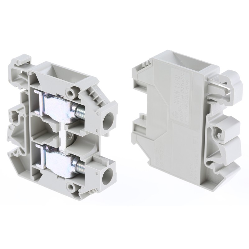 5 pcs - RS PRO Grey Feed Through Terminal Block, 16mm², Single-Level, Screw Termination