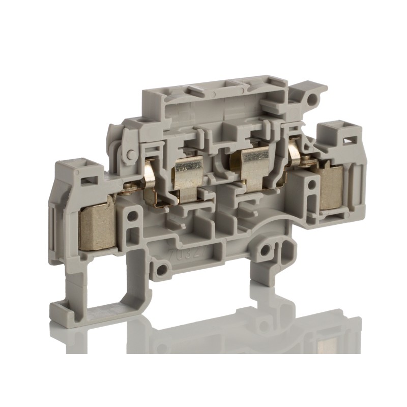 5 pcs - Entrelec D Series Grey Fused DIN Rail Terminal, 1.5mm², Screw Termination, Fused
