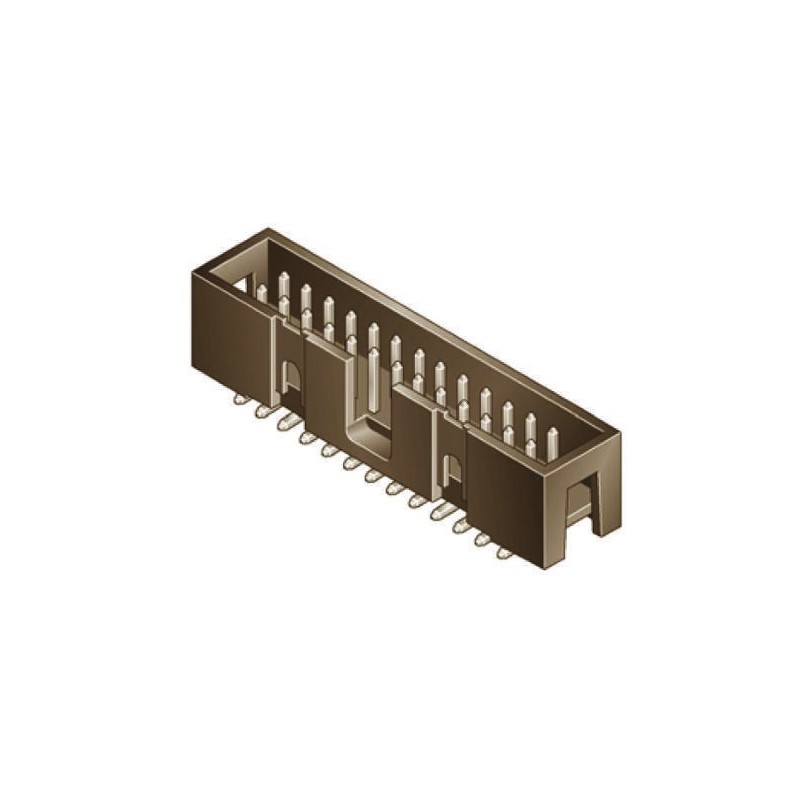 5 pcs - Amphenol FCI Quickie Series Right Angle Through Hole PCB Header, 16 Contact(s), 2.54mm Pitch, 2 Row(s), Shrouded