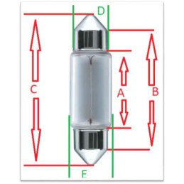 10 pcs - Osram SV8.5-8 Automotive Incandescent Lamp, Clear, 24 V