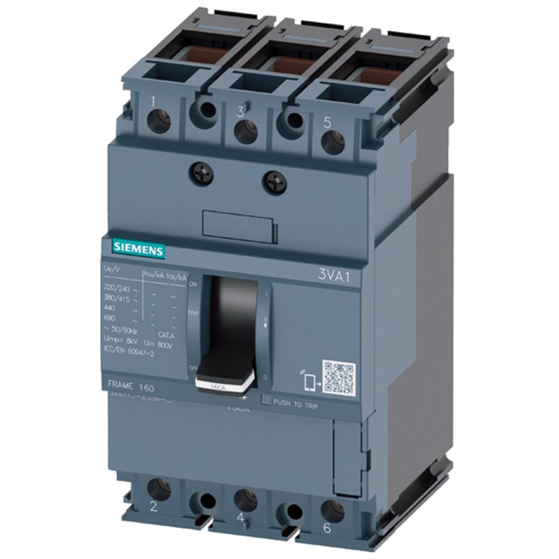 1 pcs - Siemens, SENTRON MCCB 3P 80A, Breaking Capacity 25 kA, Fixed Mount