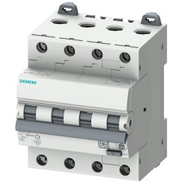 1 pcs - Siemens RCBO, 16A Current Rating, 4P Poles, 30mA Trip Sensitivity, Type B, Sentron Range