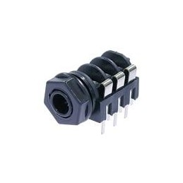 1 pcs : NMJ6HFD3 - Phone Connectors 1/4' STERO JCK SWTCH FULL TRD NSE PC HOR