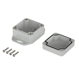 1 pcs - Bopla Euromas X Series Light Grey ABS Enclosure, IP66, IP68, IK07, Flanged, Light Grey Lid, 60 x 60 x 40.1mm