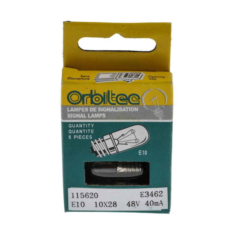 10 pcs - Orbitec E10 Indicator Light, Clear, 48 V, 40 mA, 1000h