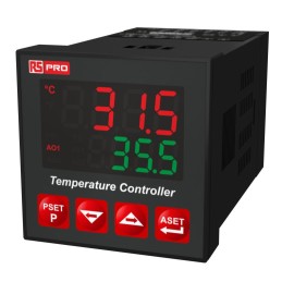 1 pcs - RS PRO Panel Mount PID Temperature Controller, 48 x 48mm 2 Input, 3 Output Relay, SSR, 115 V Supply Voltage ON/OFF, PID