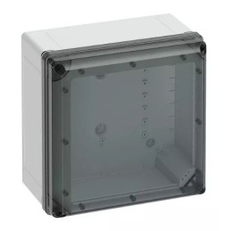1 pcs - Spelsberg Grey Polycarbonate General Purpose Enclosure, IP66, IP67, IK09, Transparent Lid, 300 x 300 x 226mm