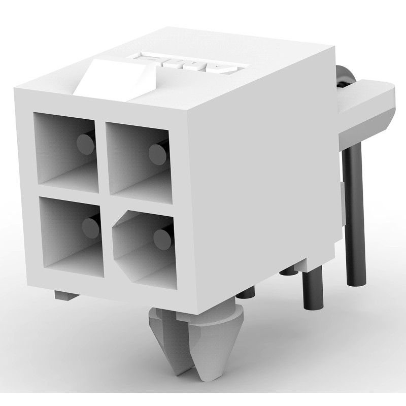 200 pcs - TE Connectivity Mini-Universal MATE-N-LOK Series Right Angle Through Hole PCB Header, 4 Contact(s), 4.14mm Pitch, 2
