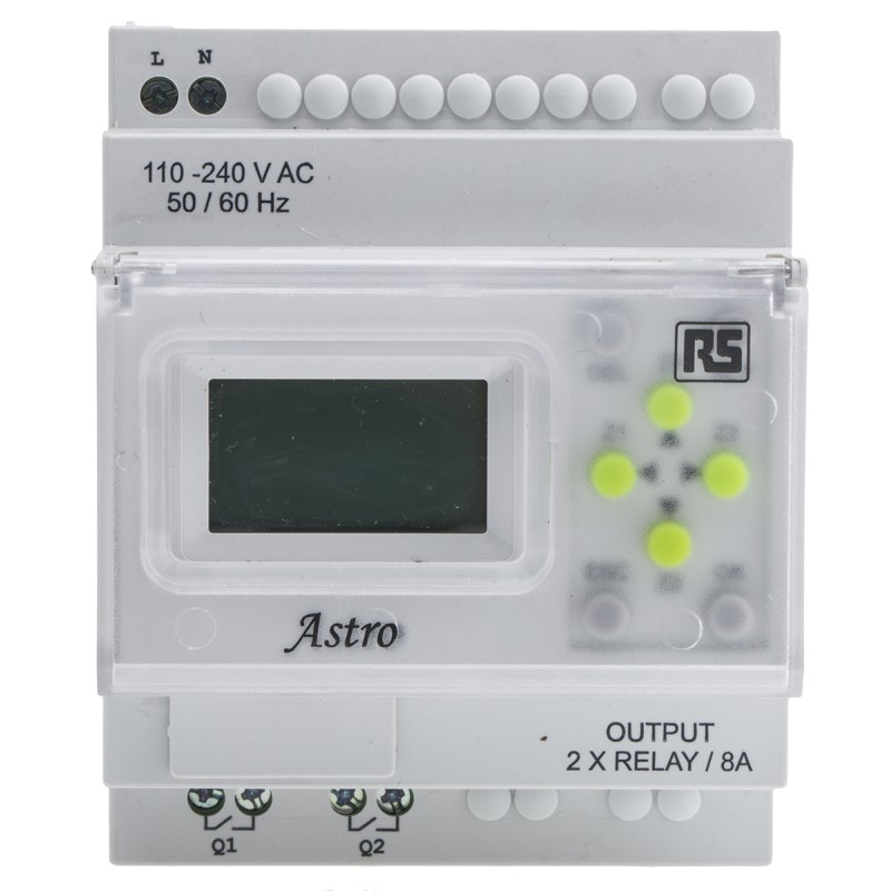 1 pcs - RS PRO Digital DIN Rail Time Switch 110 - 240 V ac, 2-Channel