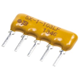 200 pcs - Bourns, 4600X 3.3kΩ ±2% Bussed Resistor Array, 4 Resistors, 0.63W total, SIP, Through Hole