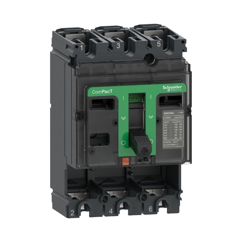 1 pcs - Schneider Electric, ComPacT MCCB 3P 250A, Fixed Mount