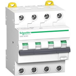 1 pcs - Schneider Electric RCBO, 16A Current Rating, 4P Poles, 30mA Trip Sensitivity, Type AC, Acti9 Range