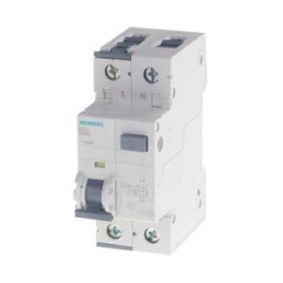 1 pcs - Siemens RCBO, 13A Current Rating, 2P Poles, 30mA Trip Sensitivity, Sentron Range