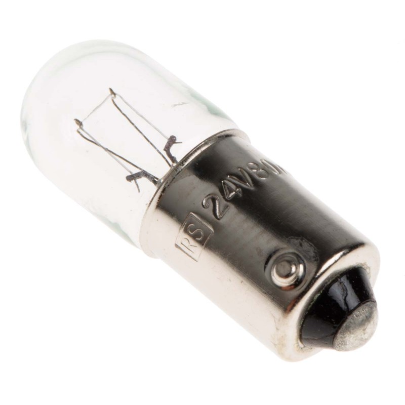 10 pcs - RS PRO BA9s Indicator Light, Clear, 24 V, 80 mA, 7000h