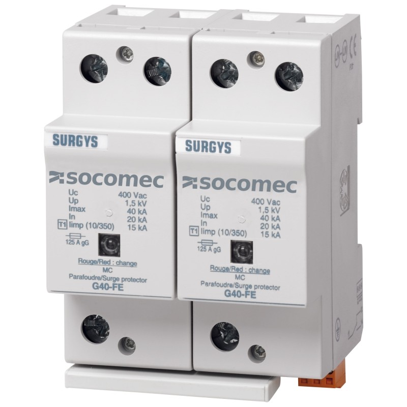 1 pcs - Socomec 1, 3 Phase Surge Arrester, 75kA, 1.5kV, DIN Rail Mount