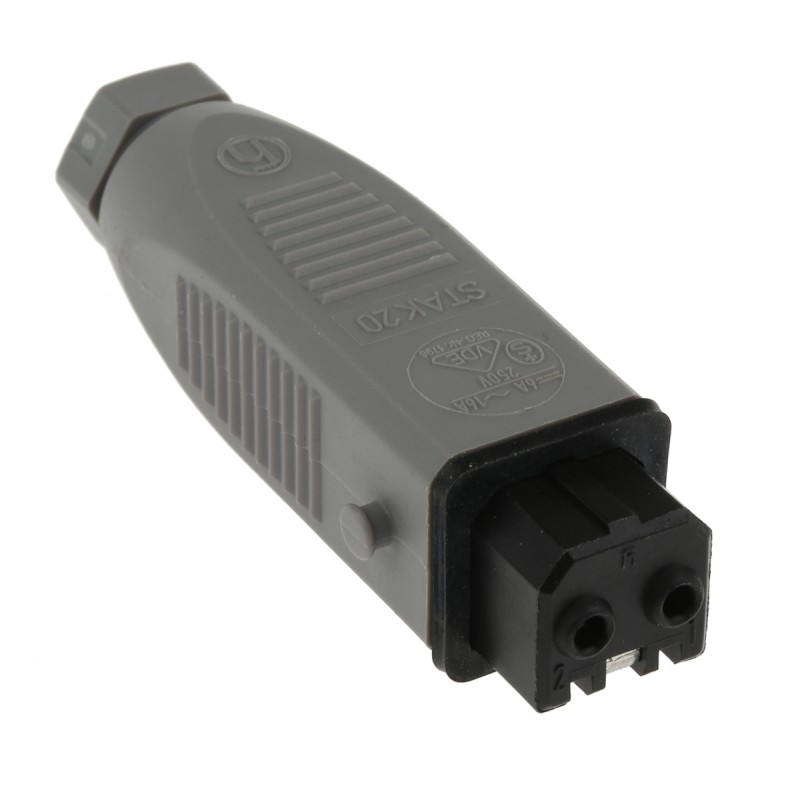 200 pcs - Hirschmann, ST IP54 Black, Grey Cable Mount 2P + E Heavy Duty Power Connector Socket, Rated At 16A, 250 V