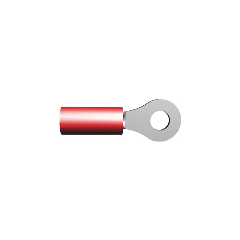 5 pcs - TE Connectivity, PIDG Insulated Ring Terminal, M3.5 Stud Size, 0.26mm² to 1.65mm² Wire Size, Red