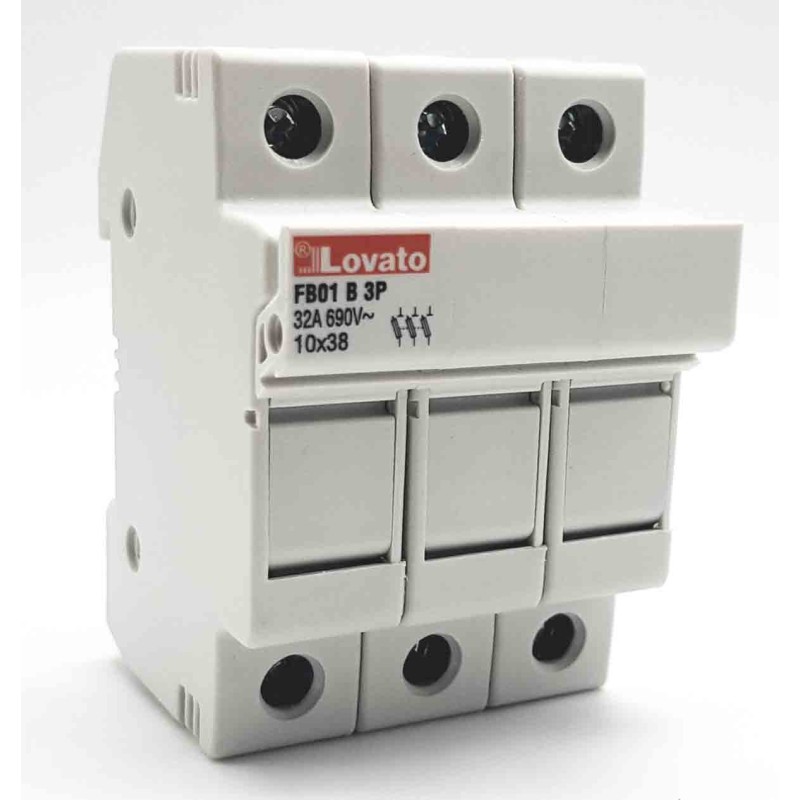 1 pcs - Lovato 32A Rail Mount Fuse Holder, 3P, 690V ac