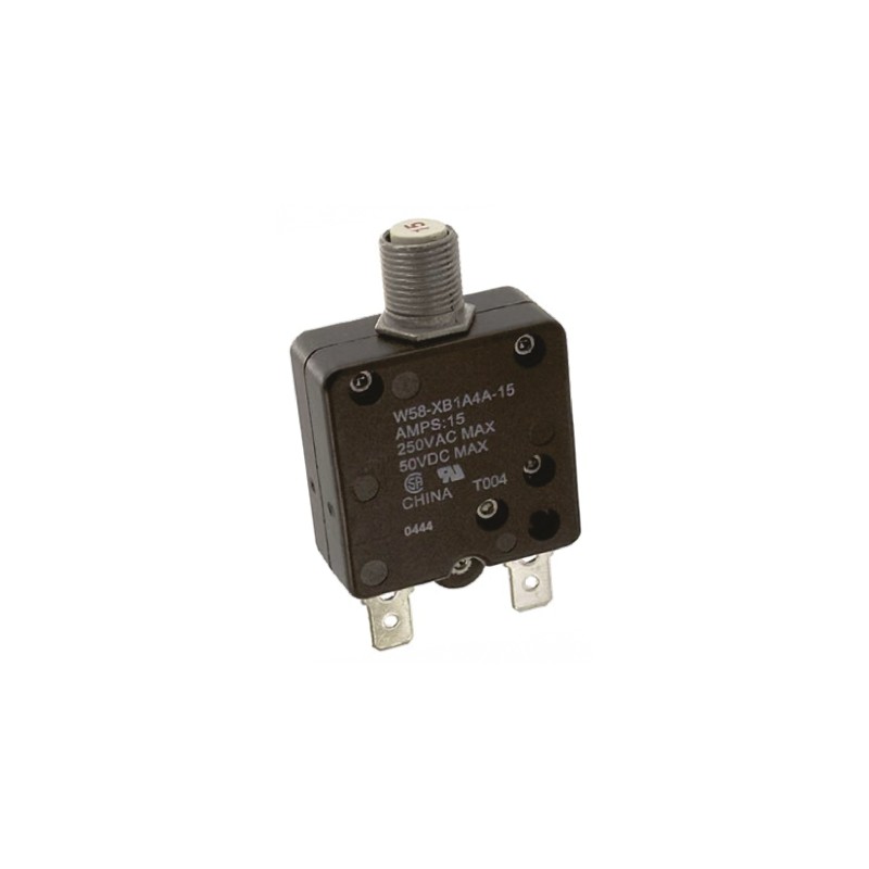 1 pcs - TE Connectivity Thermal Circuit Breaker - W58 Single Pole 50 V dc, 250V ac Voltage Rating, 15A Current Rating